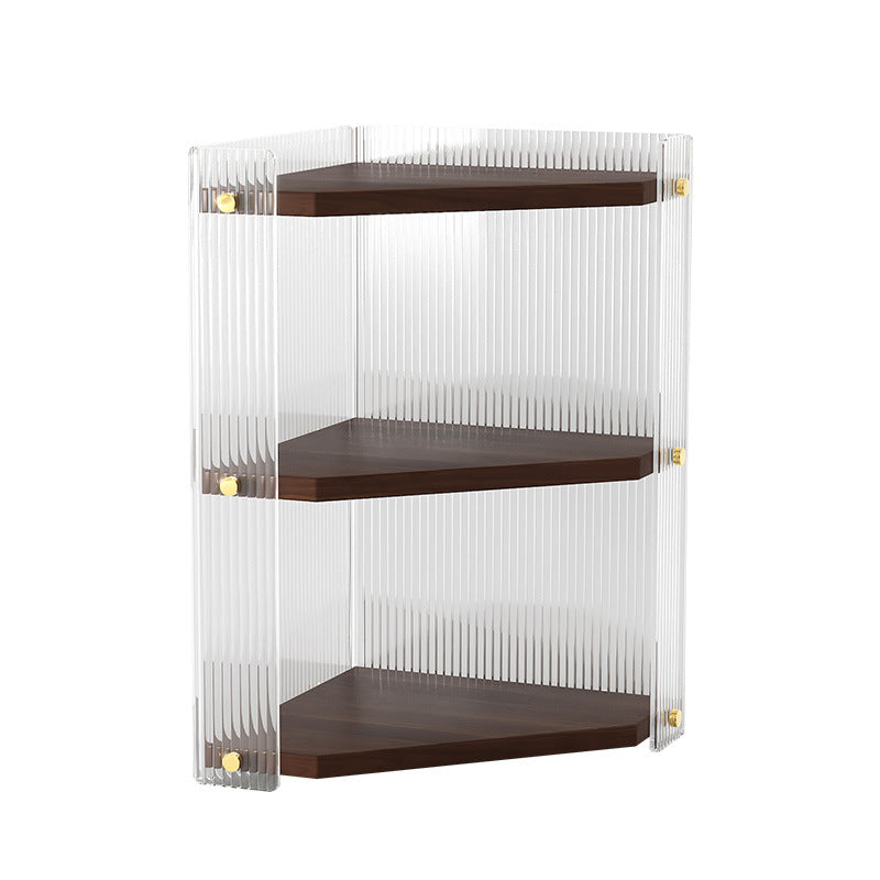 Modern Minimalist Triangle Plywood Acrylic Storage Corner Shelf Unit 3-Tier For Bathroom & Bedroom