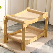 Modern Minimalist Curved Medium Density Fiberboard Hemp Padding Cat Tree 2-Tier For Living Room