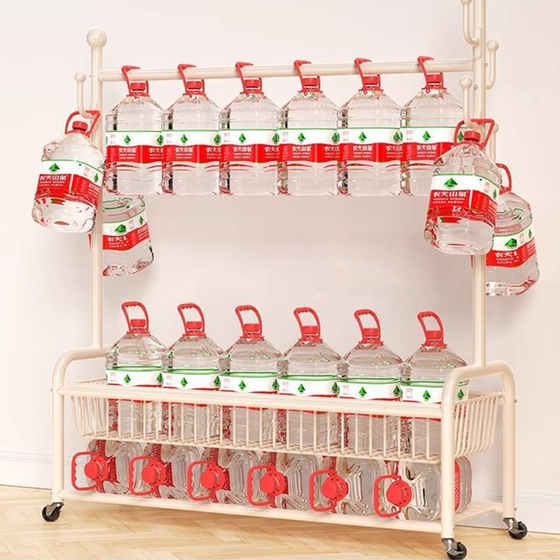 Modern Minimalist Iron Rectangular Hall Tree 2-Tier Movable Shoe Storage Rack For Bedroom & Living Room