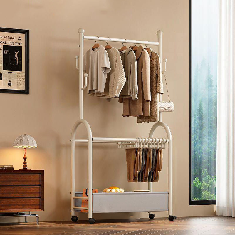 Modern Minimalist Carbon Steel Faux Leather Rectangular Hall Tree Movable Versatile Storage For Living Room & Bedroom