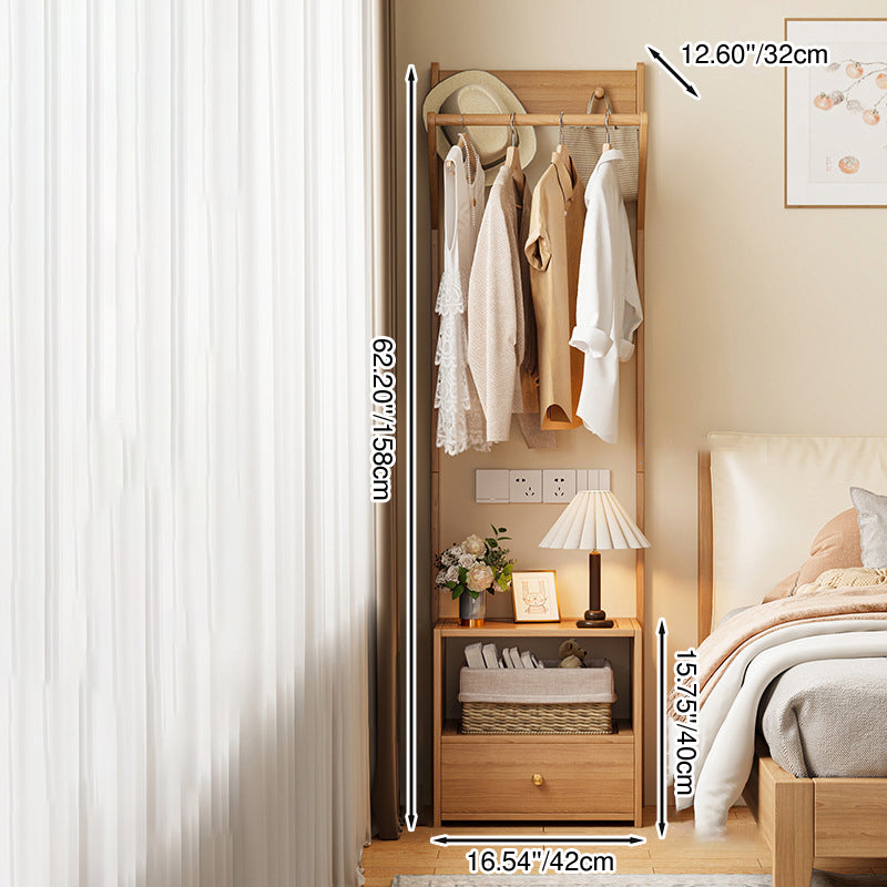 Modern Minimalist Nan Bamboo MDF Rectangular Hall Tree 2-Tier Bedside Storage For Bedroom