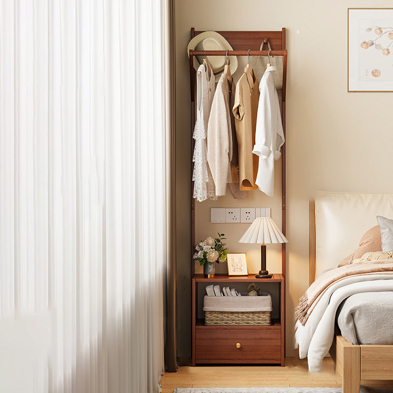 Modern Minimalist Nan Bamboo MDF Rectangular Hall Tree 2-Tier Bedside Storage For Bedroom