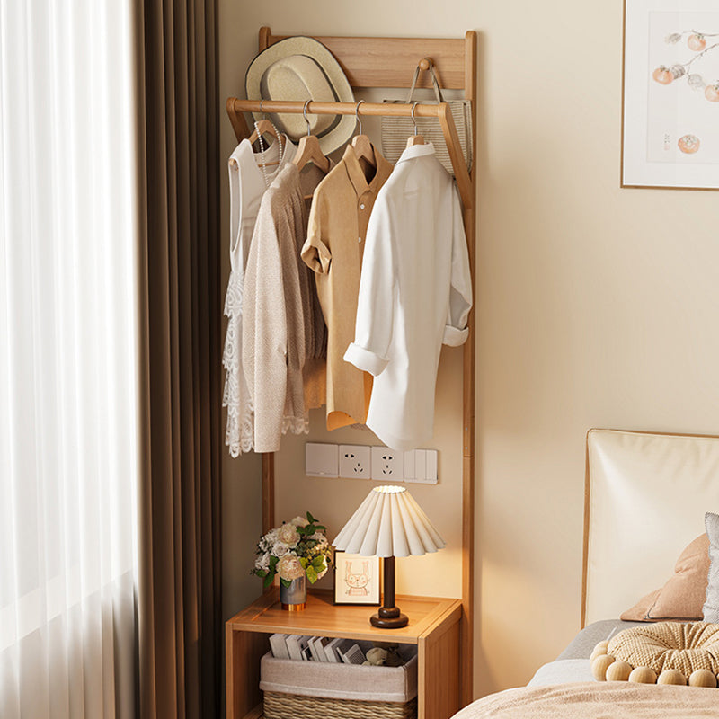 Modern Minimalist Nan Bamboo MDF Rectangular Hall Tree 2-Tier Bedside Storage For Bedroom