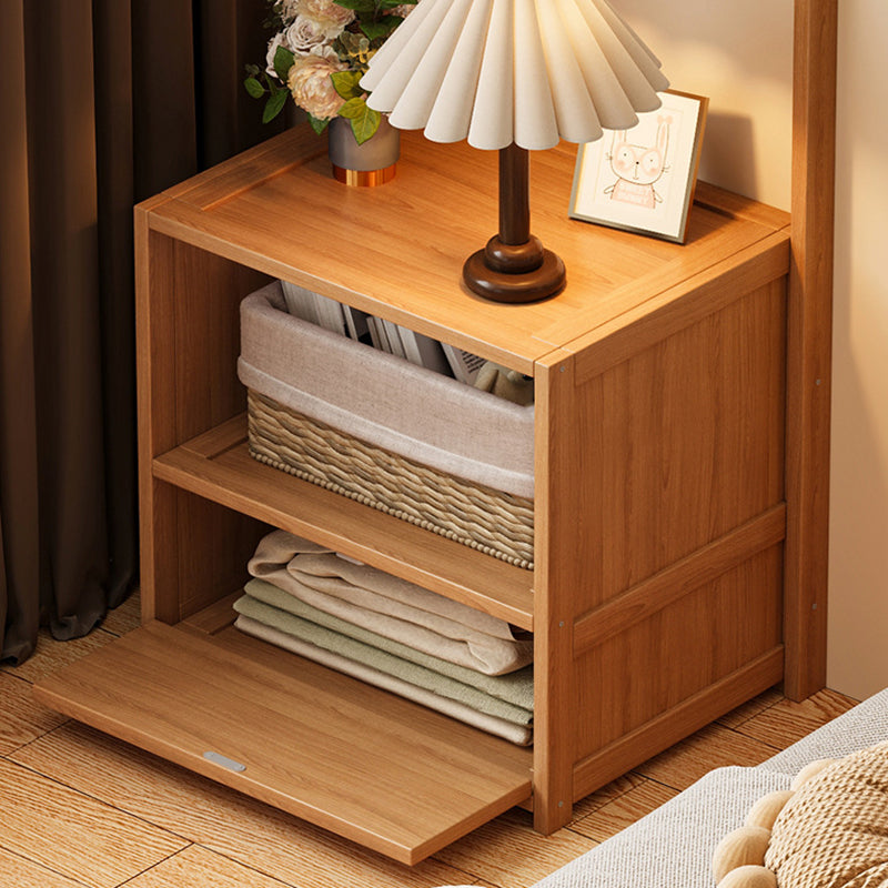 Modern Minimalist Nan Bamboo MDF Rectangular Hall Tree 2-Tier Bedside Storage For Bedroom