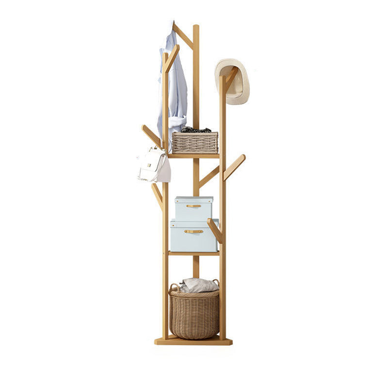 Modern Minimalist Nan Bamboo Triangle Rectangular Hall Tree 2-Tier For Living Room & Bedroom