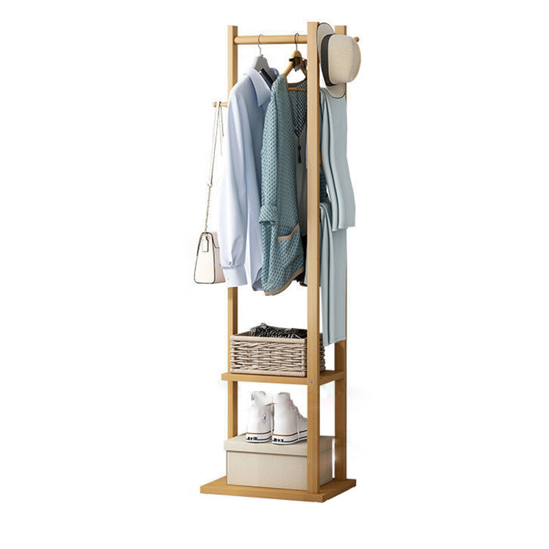 Modern Minimalist Nan Bamboo Triangle Rectangular Hall Tree 2-Tier For Living Room & Bedroom