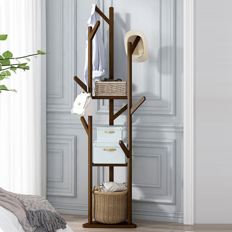 Modern Minimalist Nan Bamboo Triangle Rectangular Hall Tree 2-Tier For Living Room & Bedroom