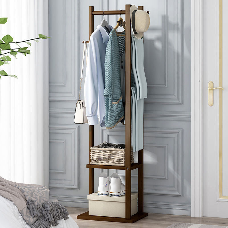 Modern Minimalist Nan Bamboo Triangle Rectangular Hall Tree 2-Tier For Living Room & Bedroom