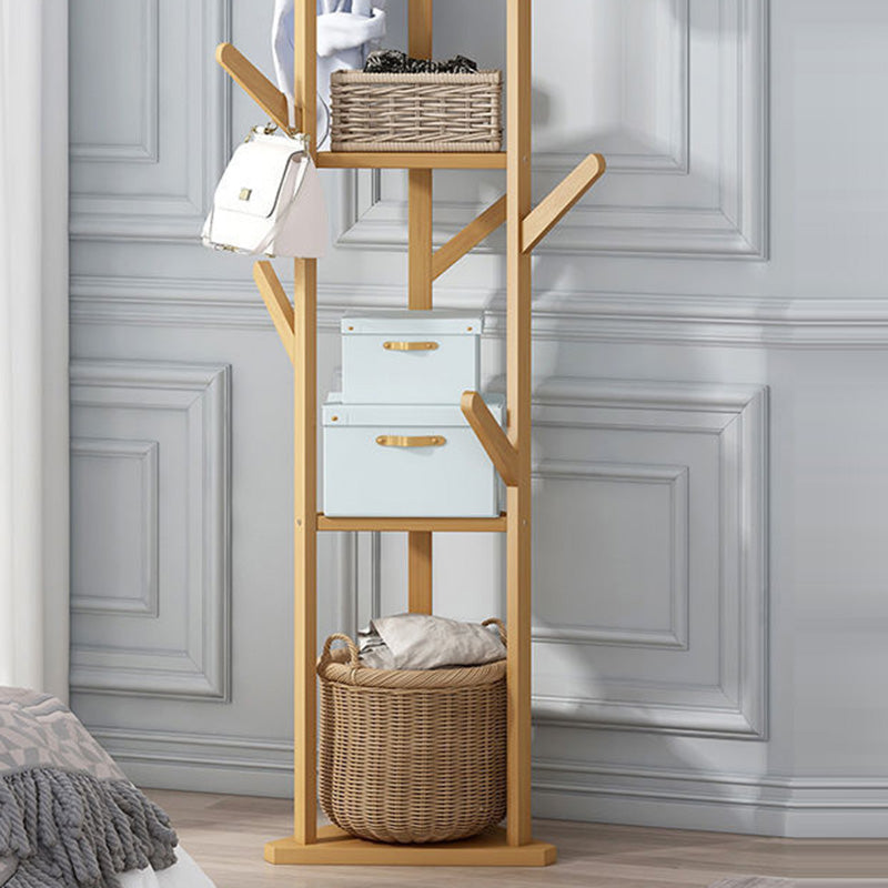 Modern Minimalist Nan Bamboo Triangle Rectangular Hall Tree 2-Tier For Living Room & Bedroom