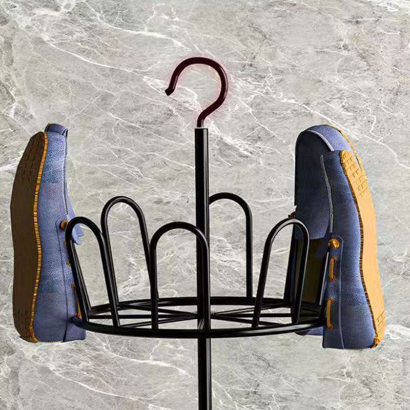 Modern Minimalist Carbon Steel Round Swivel Shoe Storage Rack 2/3-Tier For Balcony & Living Room