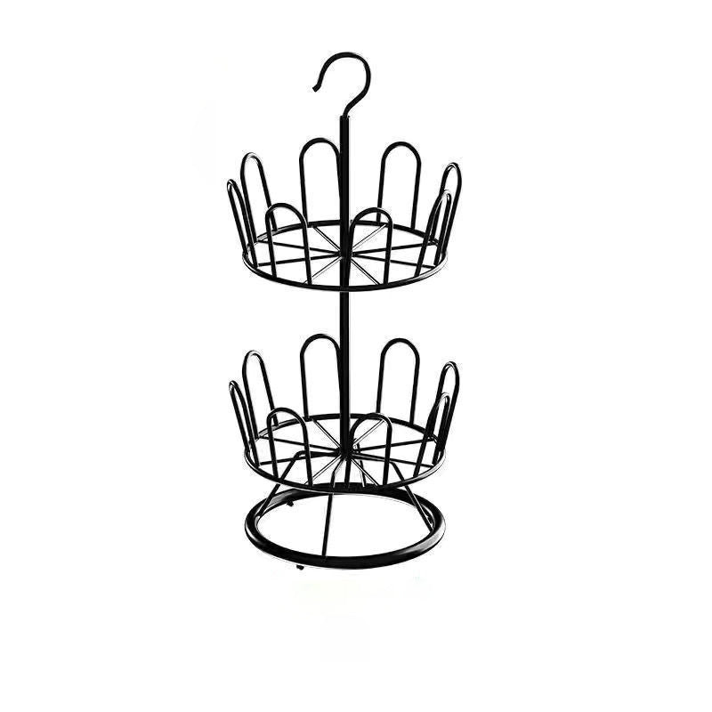 Modern Minimalist Carbon Steel Round Swivel Shoe Storage Rack 2/3-Tier For Balcony & Living Room