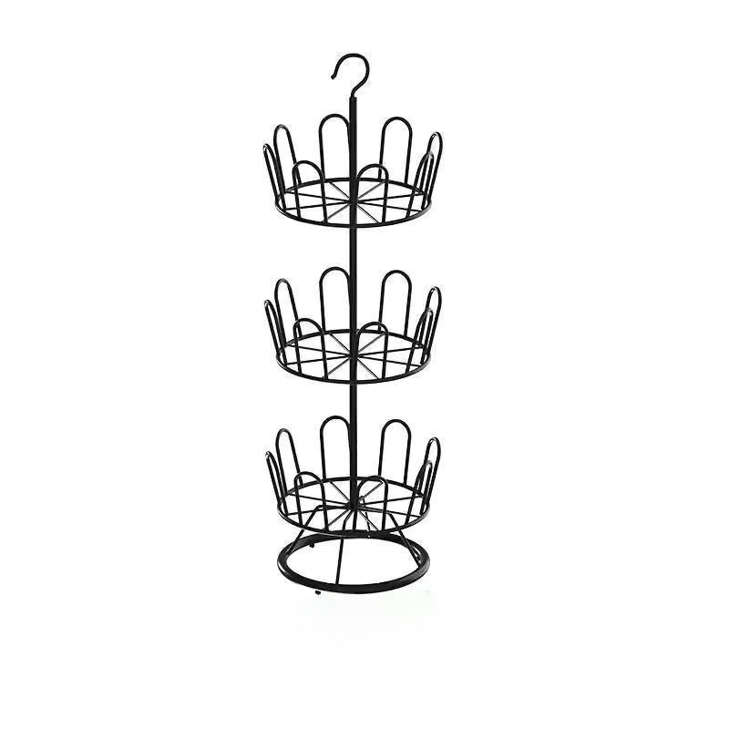 Modern Minimalist Carbon Steel Round Swivel Shoe Storage Rack 2/3-Tier For Balcony & Living Room