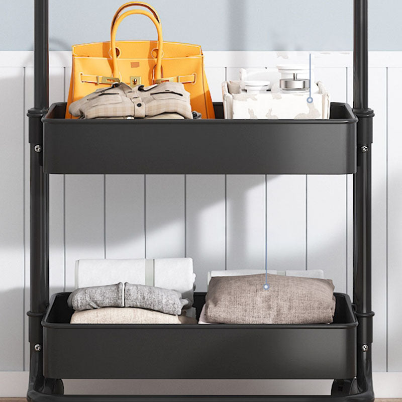 Modern Minimalist Plastic Steel Iron Rectangular Movable Hall Tree 2-Tier Storage For Living Room & Bedroom