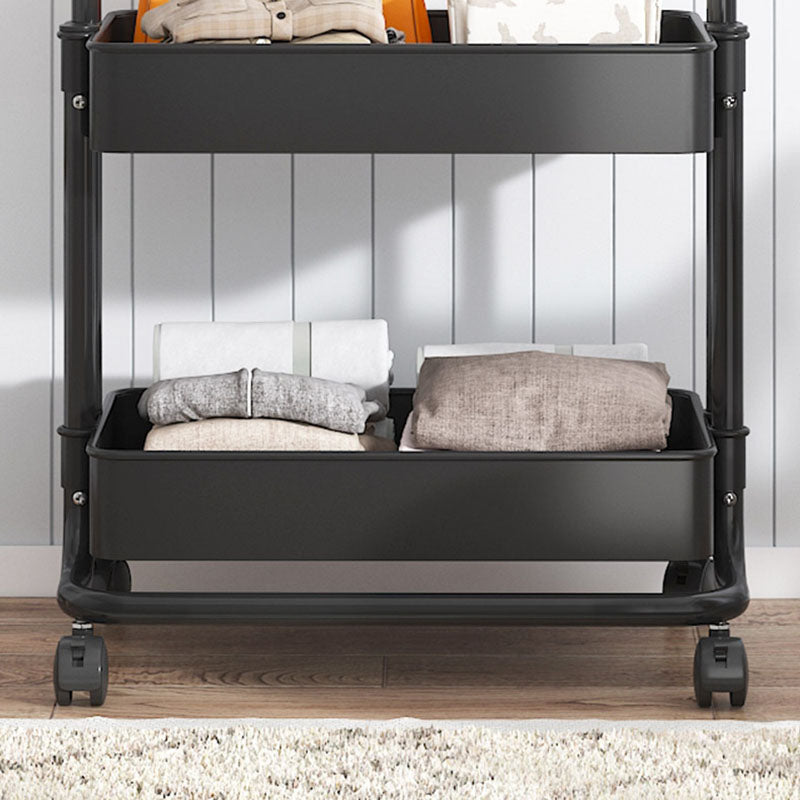 Modern Minimalist Plastic Steel Iron Rectangular Movable Hall Tree 2-Tier Storage For Living Room & Bedroom