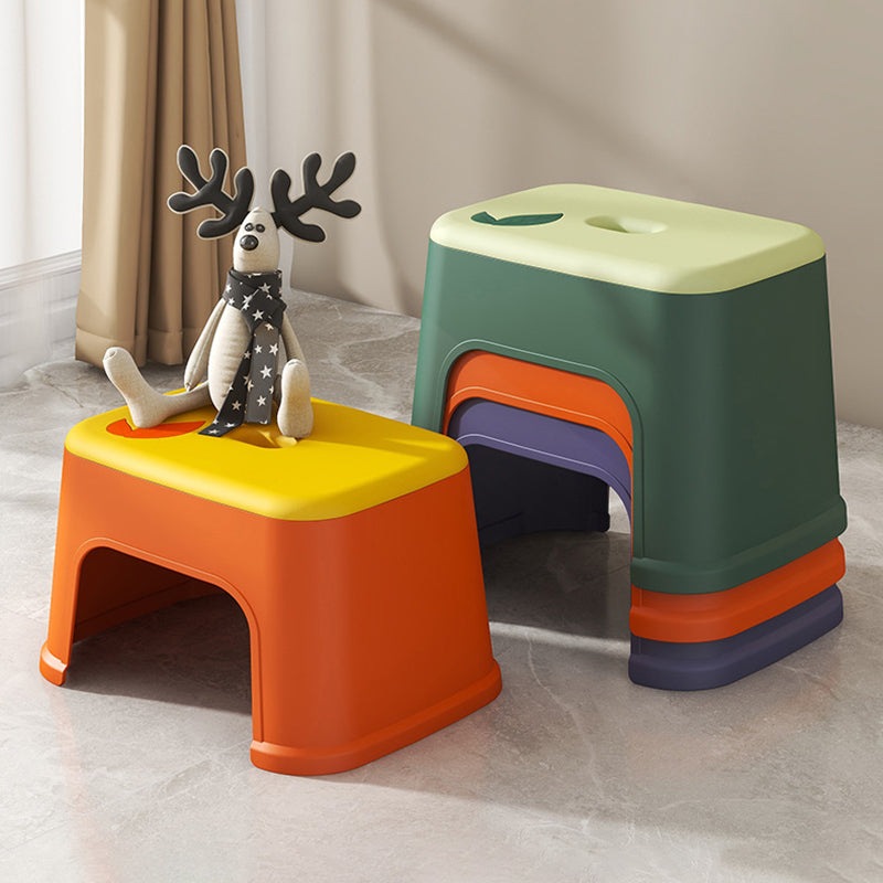 Modern Minimalist PP Plastic Stackable Space-Saving Low Stool Backless Armless Kids For Bathroom & Entryway