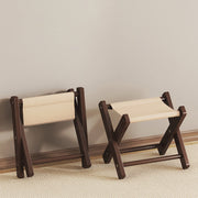 Modern Minimalist X-Shaped Nan Bamboo Oxford Fabric Folding Chair Backless Armless For Garden
