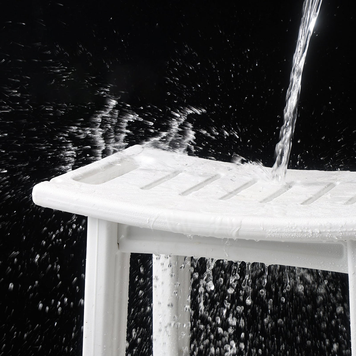 Modern Minimalist Curved Rectangular HDPE Plastic Waterproof Low Stool Backless Armless For Bathroom