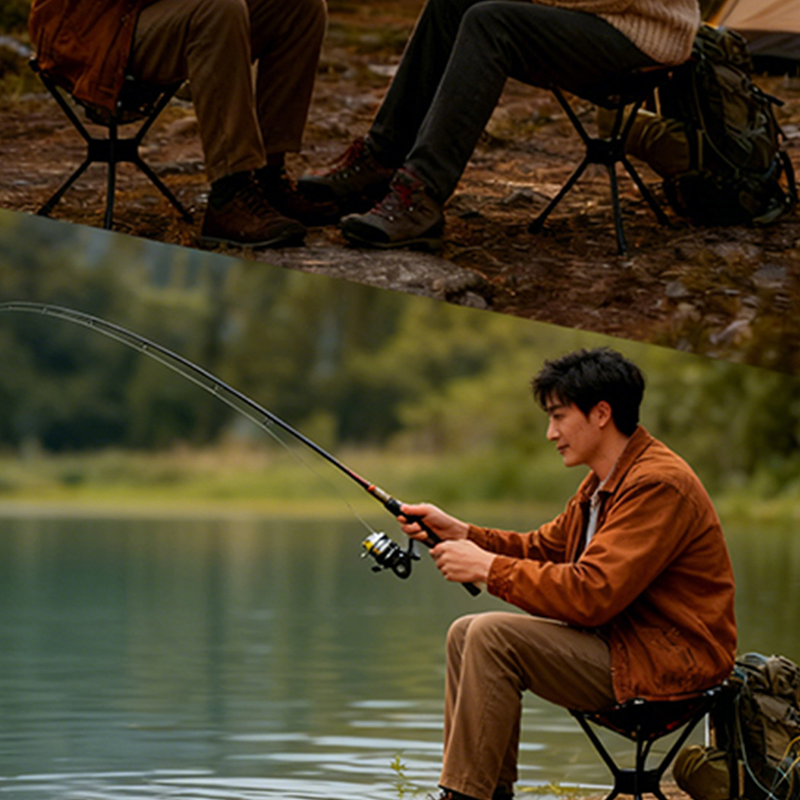 Modern Minimalist Aluminum Alloy Oxford Fabric Triangular Rotatable Foldable Camping Chair Backless Armless For Outdoor & Garden
