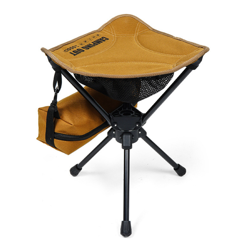 Modern Minimalist Aluminum Alloy Oxford Fabric Triangular Rotatable Foldable Camping Chair Backless Armless For Outdoor & Garden