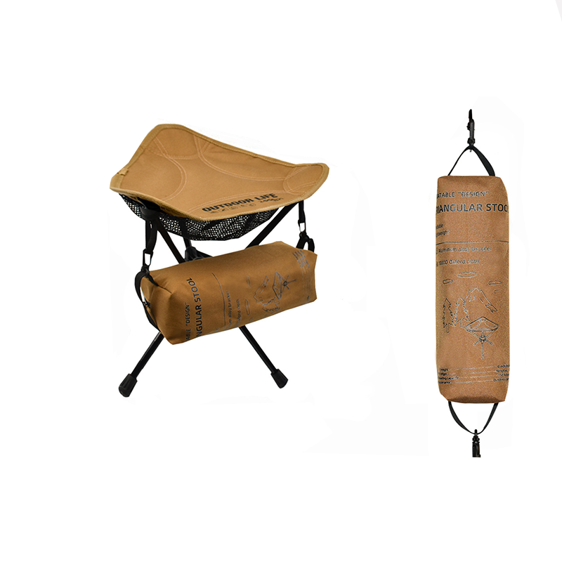Modern Minimalist Aluminum Alloy Oxford Fabric Triangular Rotatable Foldable Camping Chair Backless Armless For Outdoor & Garden