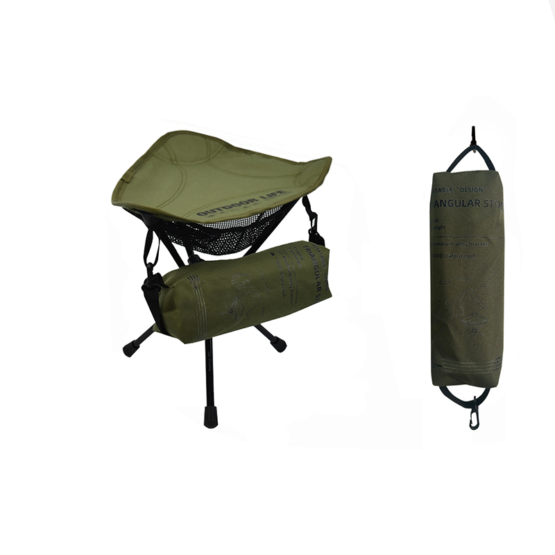 Modern Minimalist Aluminum Alloy Oxford Fabric Triangular Rotatable Foldable Camping Chair Backless Armless For Outdoor & Garden