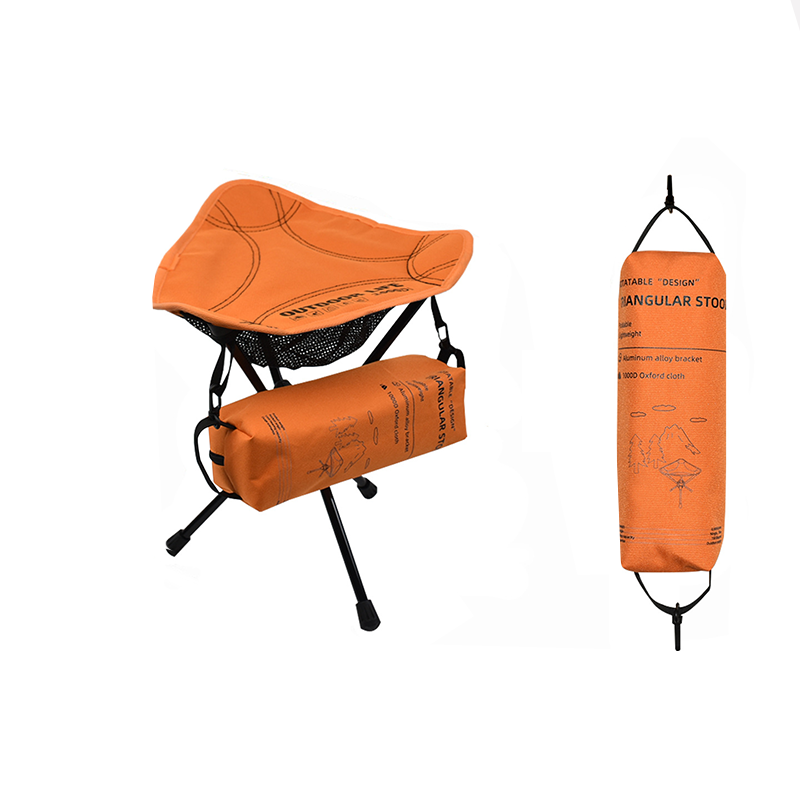 Modern Minimalist Aluminum Alloy Oxford Fabric Triangular Rotatable Foldable Camping Chair Backless Armless For Outdoor & Garden