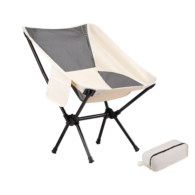 Modern Minimalist Carbon Steel Oxford Fabric Curved Foldable Camping Chair Backrest Armless For Outdoor & Garden