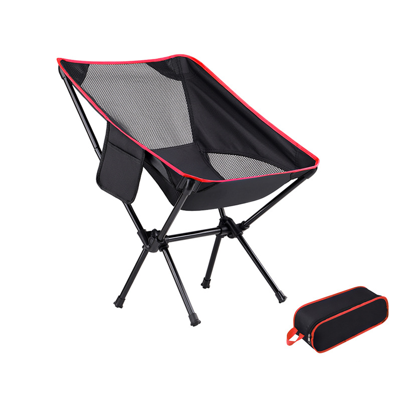 Modern Minimalist Carbon Steel Oxford Fabric Curved Foldable Camping Chair Backrest Armless For Outdoor & Garden