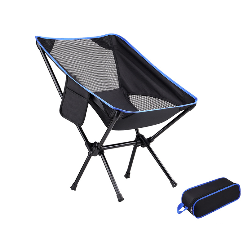 Modern Minimalist Carbon Steel Oxford Fabric Curved Foldable Camping Chair Backrest Armless For Outdoor & Garden