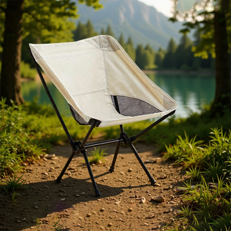 Modern Minimalist Carbon Steel Oxford Fabric Curved Foldable Camping Chair Backrest Armless For Outdoor & Garden
