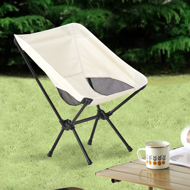 Modern Minimalist Carbon Steel Oxford Fabric Curved Foldable Camping Chair Backrest Armless For Outdoor & Garden