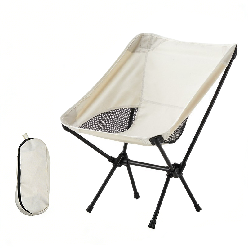 Modern Minimalist Carbon Steel Oxford Fabric Curved Foldable Camping Chair Backrest Armless For Outdoor & Garden