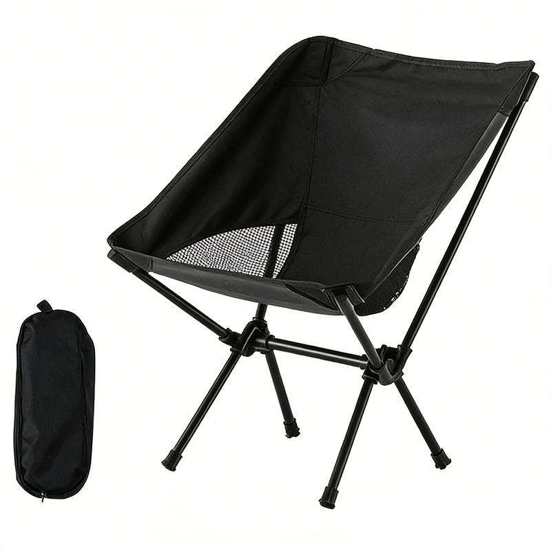Modern Minimalist Carbon Steel Oxford Fabric Curved Foldable Camping Chair Backrest Armless For Outdoor & Garden