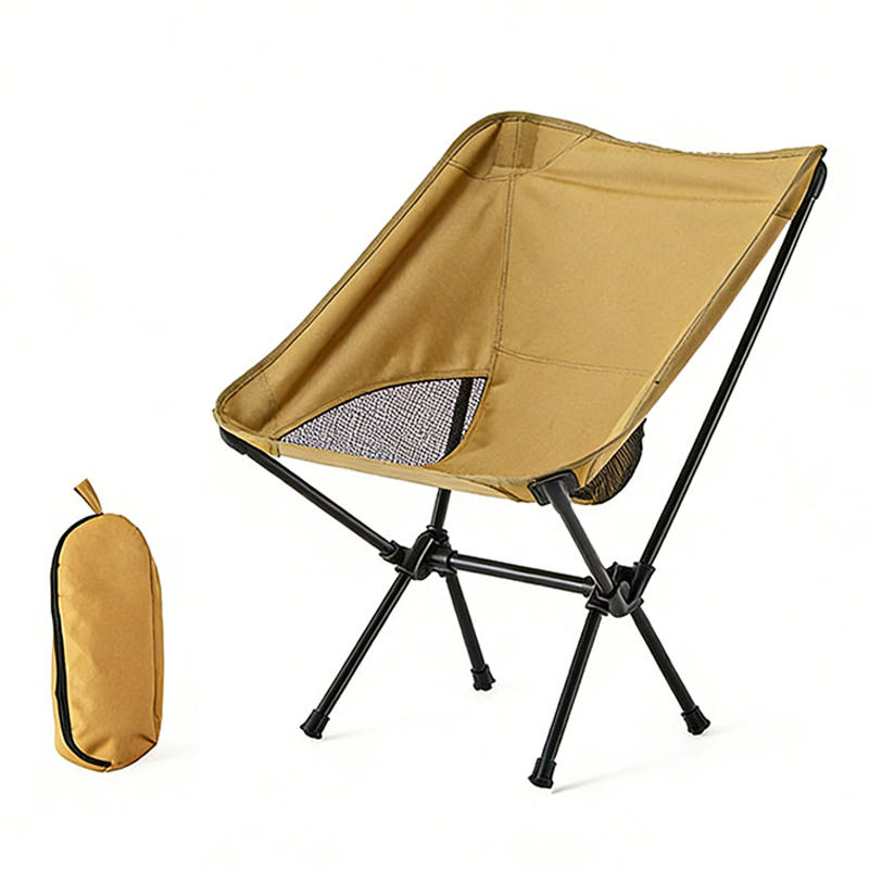 Modern Minimalist Carbon Steel Oxford Fabric Curved Foldable Camping Chair Backrest Armless For Outdoor & Garden