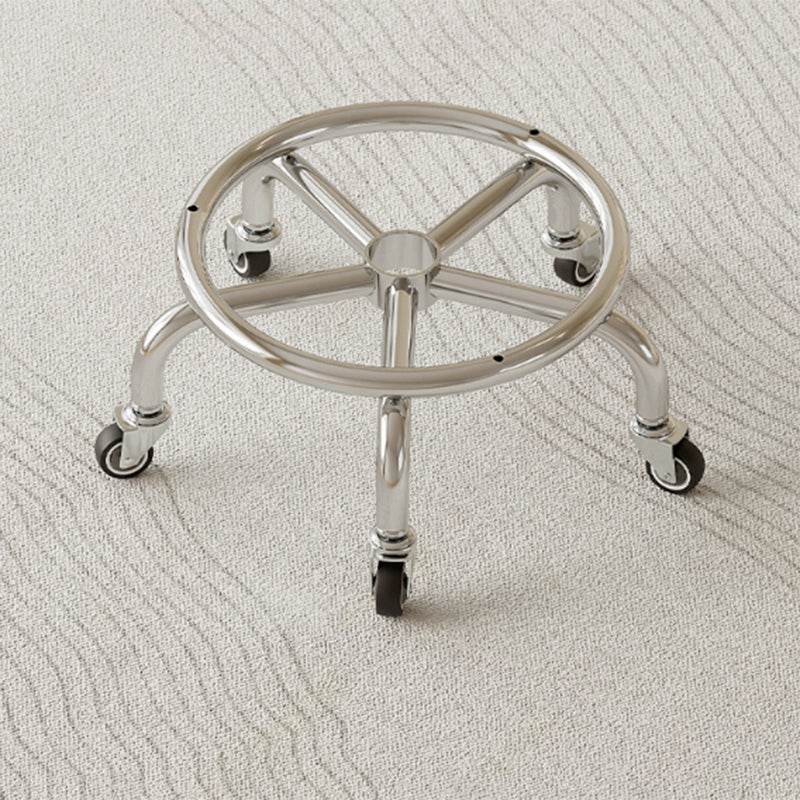 Modern Minimalist Movable Round Iron PU Leather Sponge Kids Silent Pulley Low Stool Backless Armless For Living Room