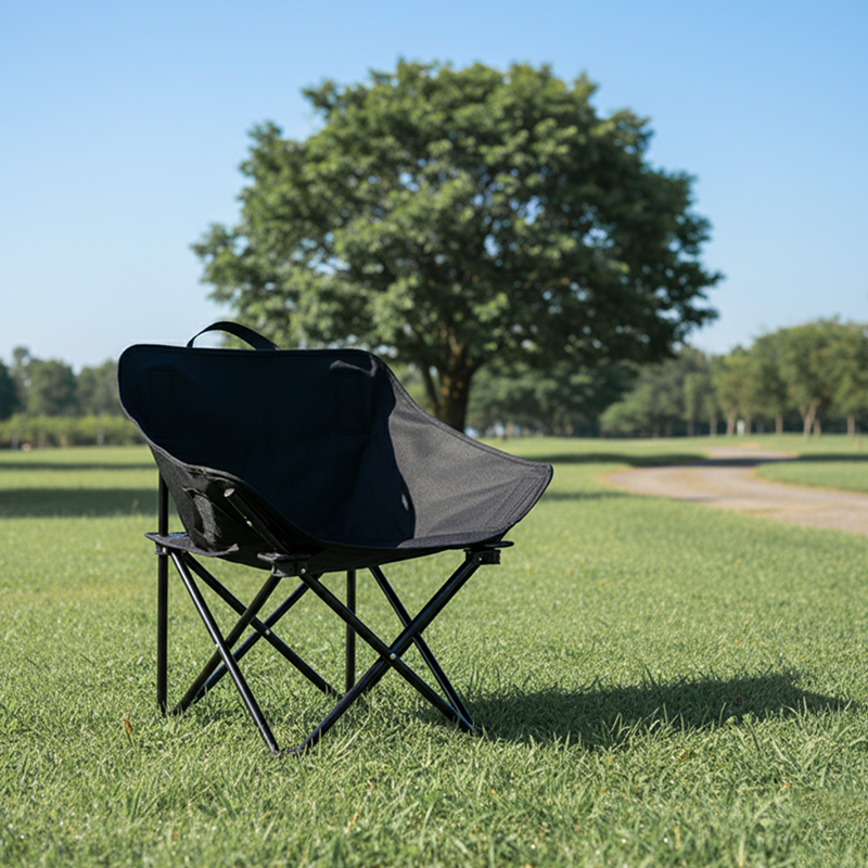 Modern Minimalist Arc-Shaped Steel Pipe Oxford Fabric Cotton Outdoor Foldable Camping Chair Backrest Armless For Garden