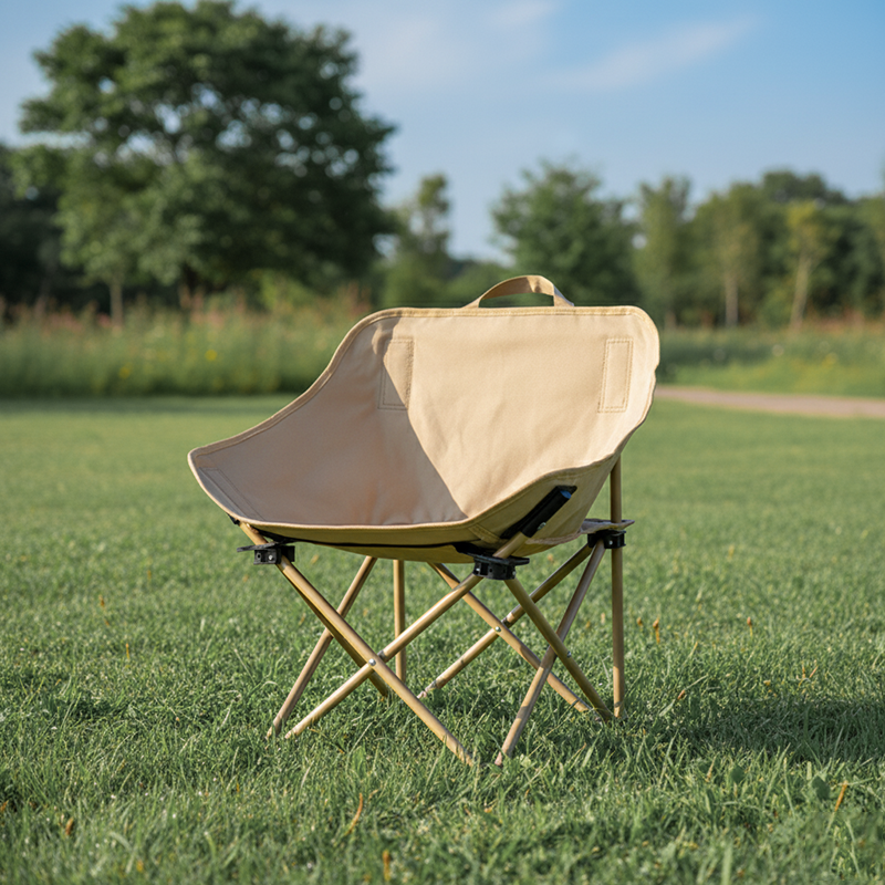 Modern Minimalist Arc-Shaped Steel Pipe Oxford Fabric Cotton Outdoor Foldable Camping Chair Backrest Armless For Garden