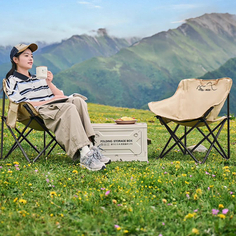 Modern Minimalist Arc-Shaped Steel Pipe Oxford Fabric Cotton Outdoor Foldable Camping Chair Backrest Armless For Garden