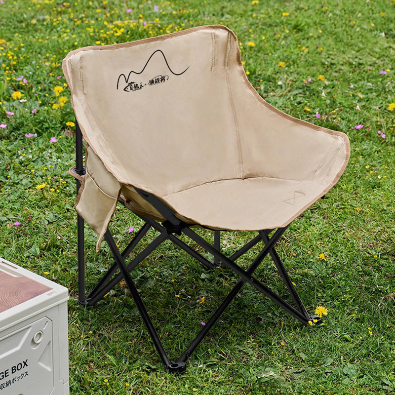 Modern Minimalist Arc-Shaped Steel Pipe Oxford Fabric Cotton Outdoor Foldable Camping Chair Backrest Armless For Garden
