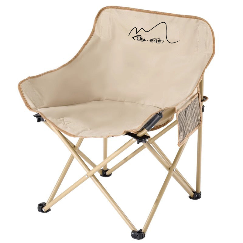 Modern Minimalist Arc-Shaped Steel Pipe Oxford Fabric Cotton Outdoor Foldable Camping Chair Backrest Armless For Garden