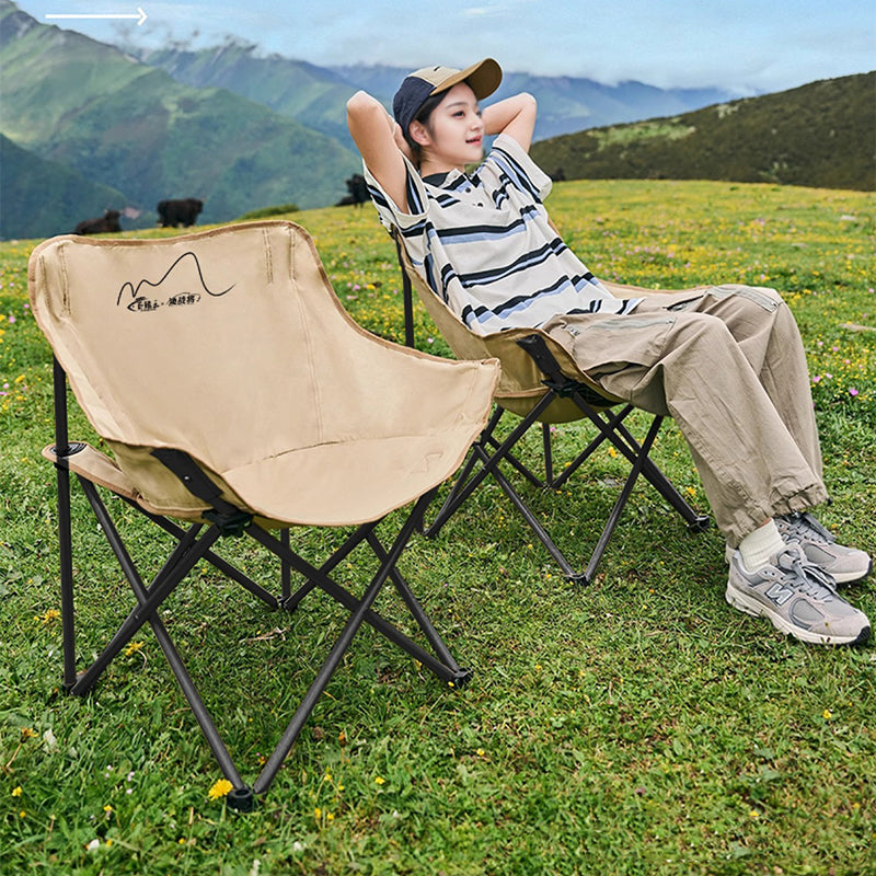 Modern Minimalist Arc-Shaped Steel Pipe Oxford Fabric Cotton Outdoor Foldable Camping Chair Backrest Armless For Garden