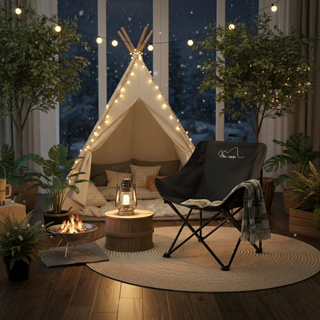 Modern Minimalist Arc-Shaped Steel Pipe Oxford Fabric Cotton Outdoor Foldable Camping Chair Backrest Armless For Garden