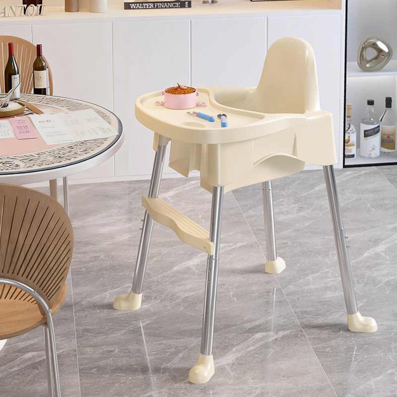 Modern Minimalist Liftable Arc Trapezoid Stainless Steel PU Leather PP Kids Dining Chair Backrest Armrest For Dining Room
