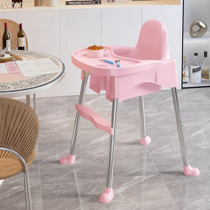 Modern Minimalist Liftable Arc Trapezoid Stainless Steel PU Leather PP Kids Dining Chair Backrest Armrest For Dining Room