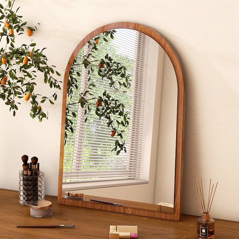 Modern Mid-Century Particleboard Glass Tabletop Arched Shaped Wall-Mountable Wall Mirror For Bedroom & Entryway