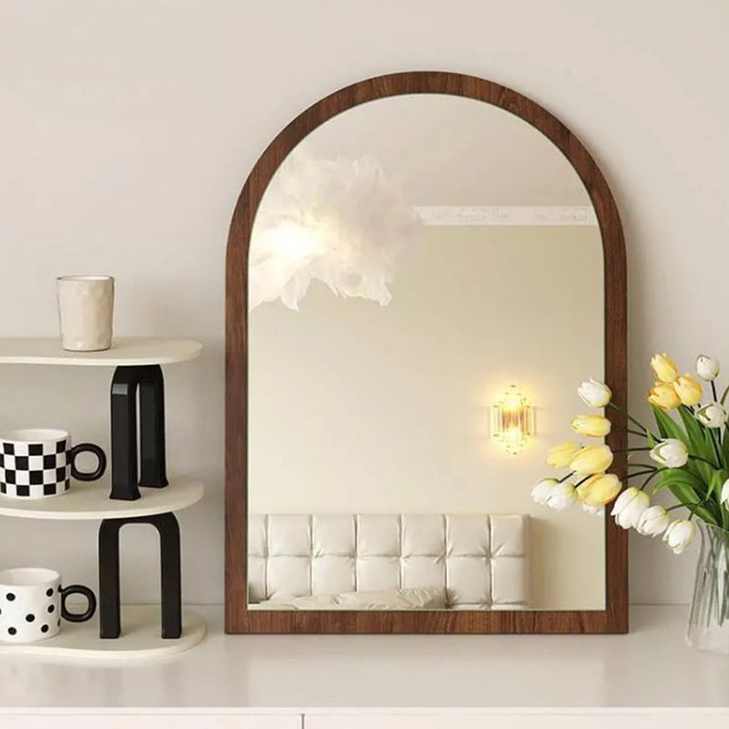 Modern Mid-Century Particleboard Glass Tabletop Arched Shaped Wall-Mountable Wall Mirror For Bedroom & Entryway
