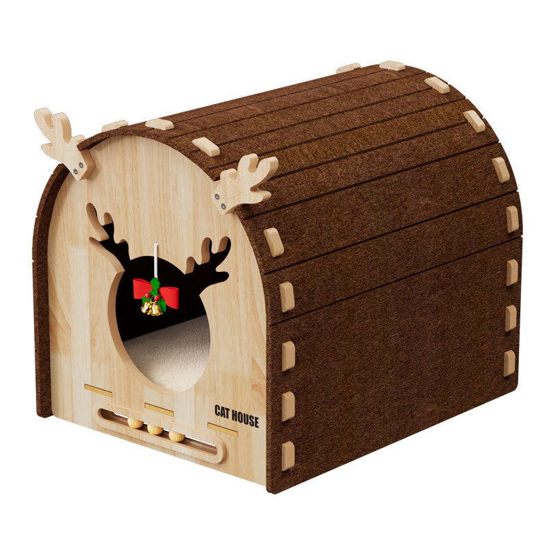 Modern Simplicity Felt MDF Jute Decorative Antler-Shaped Curved Cat Bed For Living Room