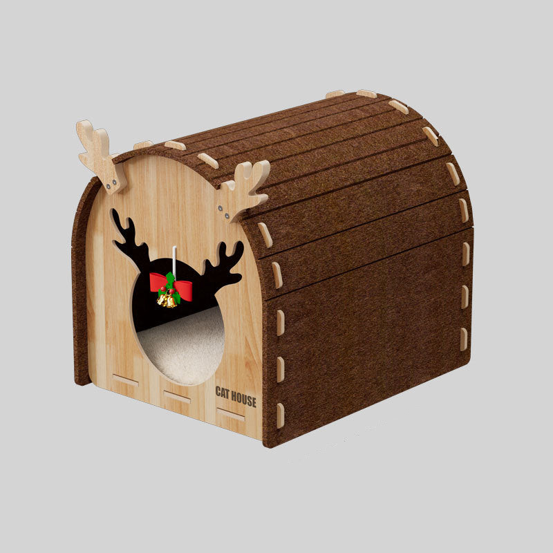 Modern Simplicity Felt MDF Jute Decorative Antler-Shaped Curved Cat Bed For Living Room