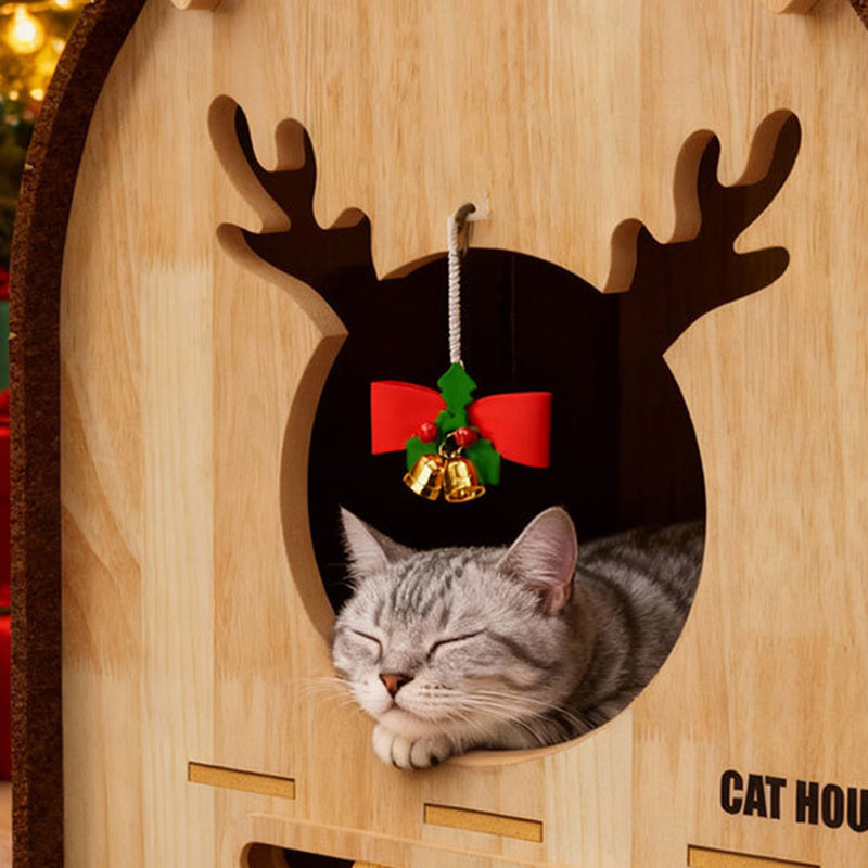 Modern Simplicity Felt MDF Jute Decorative Antler-Shaped Curved Cat Bed For Living Room
