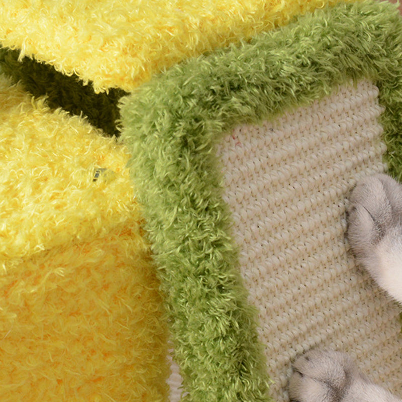 Modern Simplicity Teddy Fleece Particleboard Paper Tube Decorative With Sisal Scratching Post 3-Tier Cat Tree & Condo For Living Room